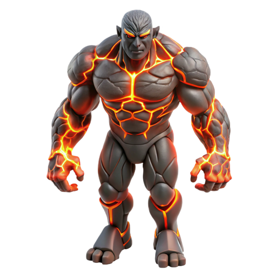 dramatic traditional extraordinary abstract Lava Golem 3D Render detailed high quality png