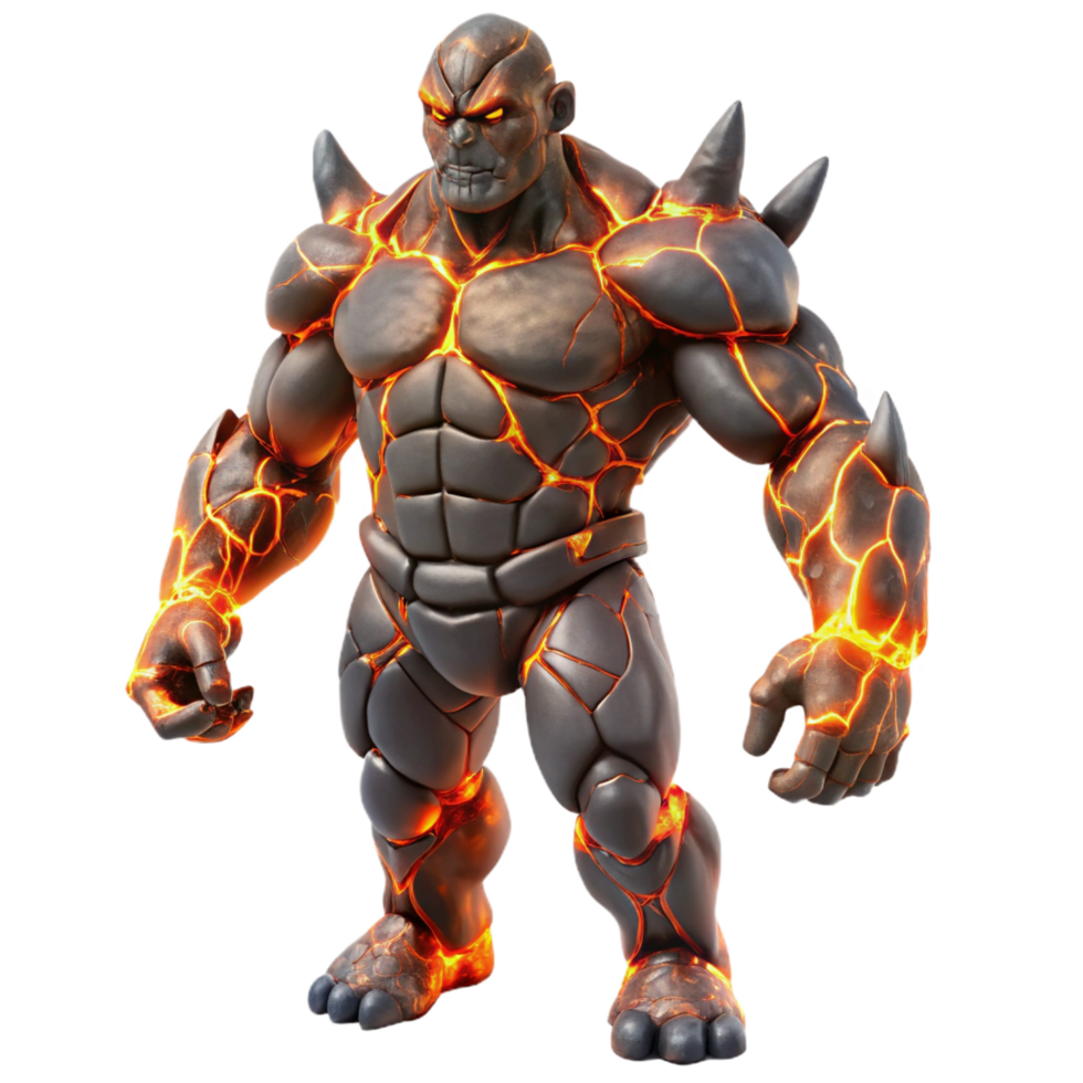 vibrant artistic serene classic Lava Golem 3D Render authentic high quality png