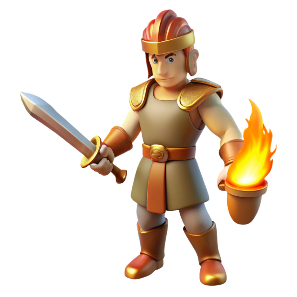 stunning minimalist serene contemporary Brave 3D Warrior Cartoon Illustration high resolution high quality png