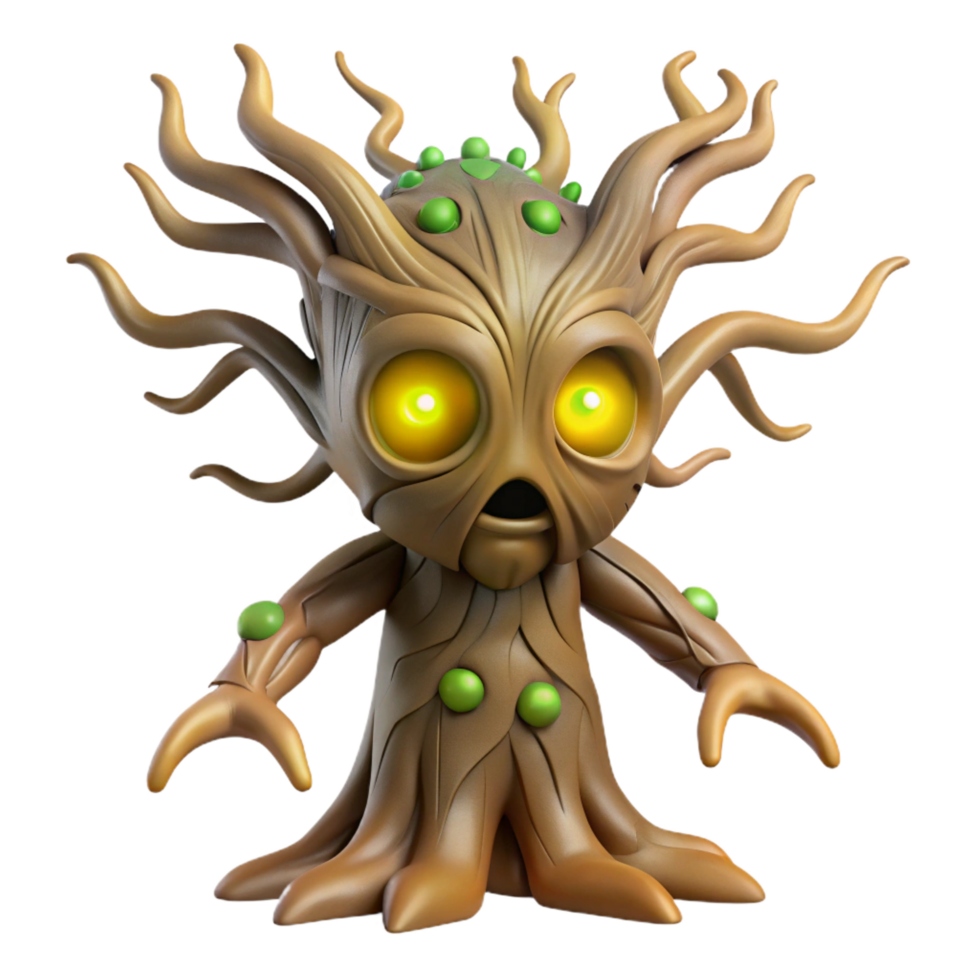 extraordinary rustic elegant contemporary 3D Render of a Glowing Tree Creature premium authentic png