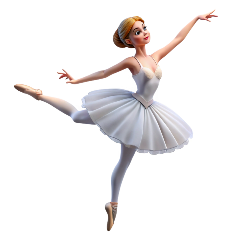 serene vintage beautiful vintage 3D Ballerina Illustration professional 4K png