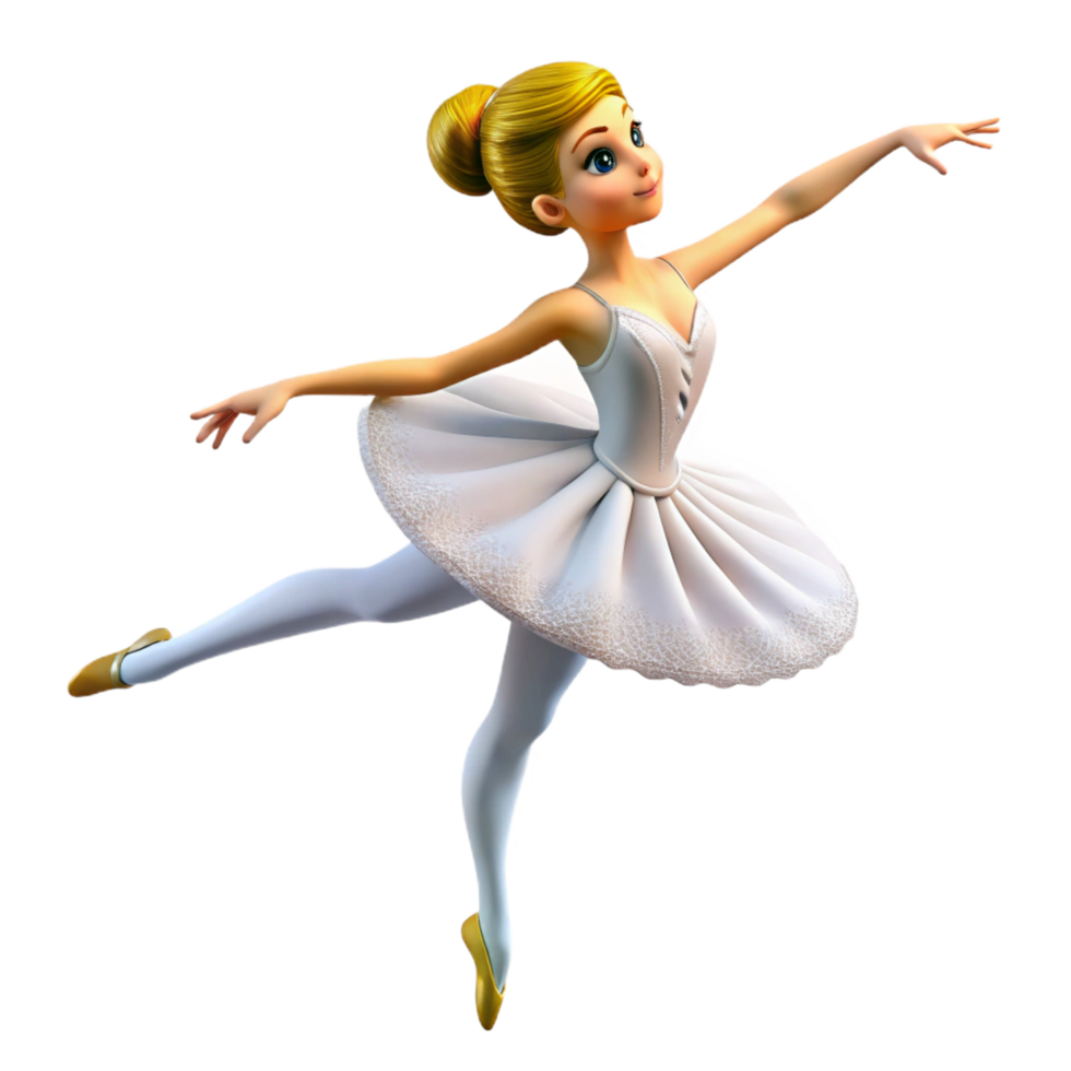 3D Ballerina Illustration Graceful Dance Pose png
