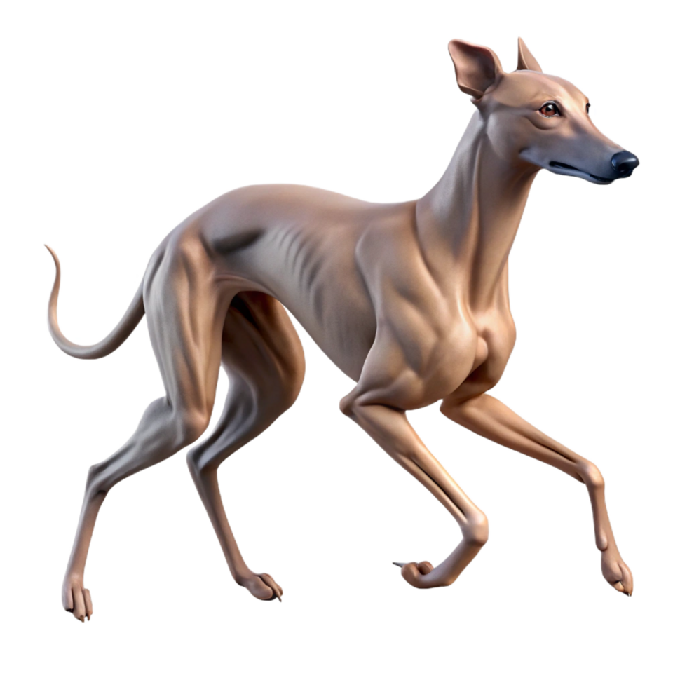 beautiful traditional extraordinary artistic 3D Model Greyhound Dog Running Illustration 4K high resolution png