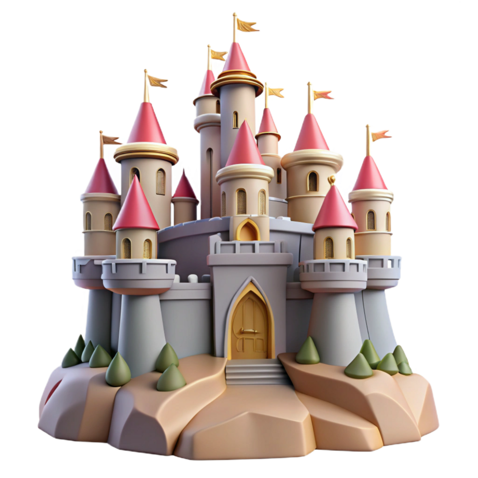 stunning vintage serene abstract Fairytale Castle 3D Render professional high quality png