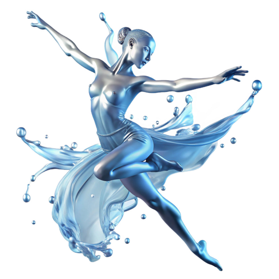 beautiful minimalist elegant classic 3D Dancer in Water Splash Illustration original authentic png