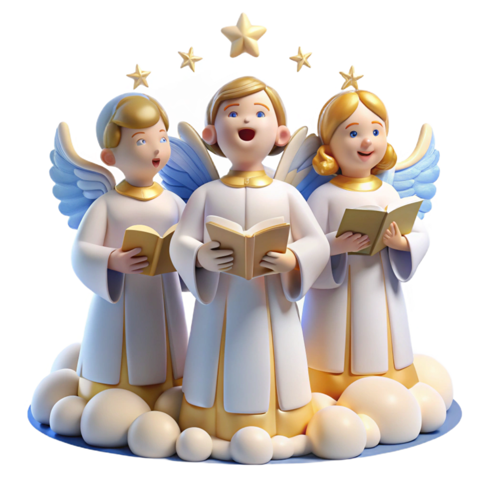 beautiful modern elegant rustic 3D Rendering Christmas Angels Choir exclusive high quality png