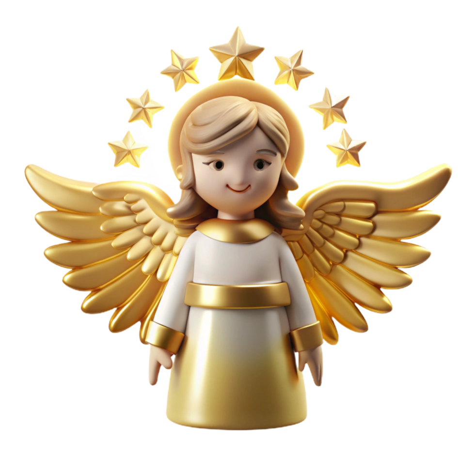elegant minimalist dramatic rustic Golden Angel 3D Render high quality genuine png