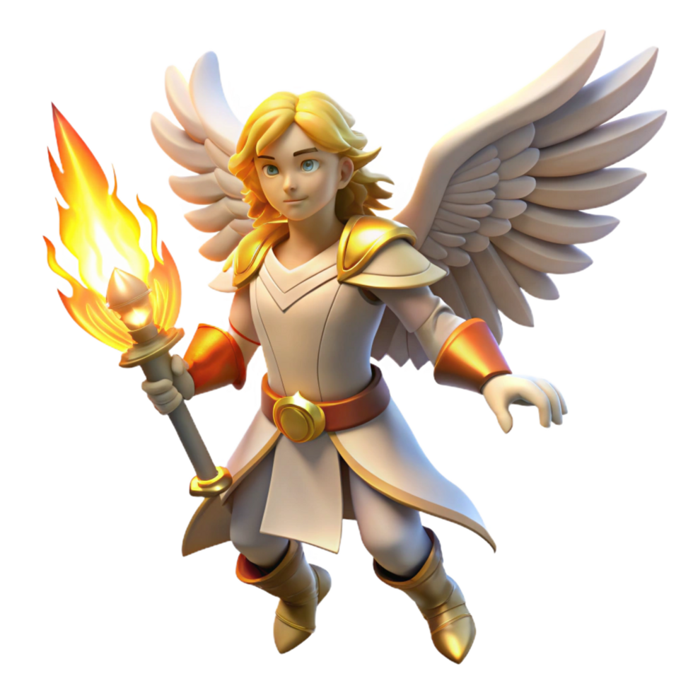 Angelic 3D Render Youthful Winged Figure png