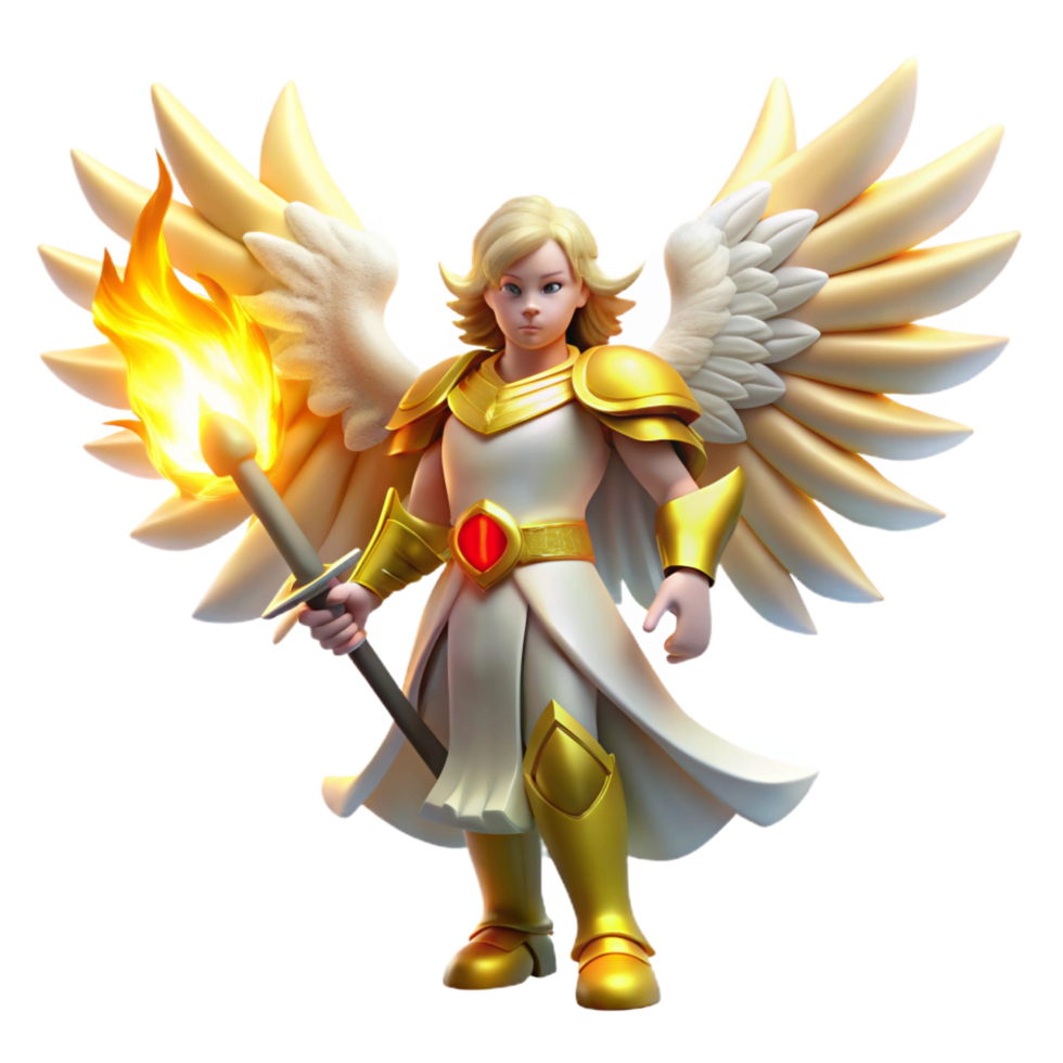 magnificent minimalist vibrant minimalist Angelic 3D Render, Golden Armor, Wings of Light 4K original png