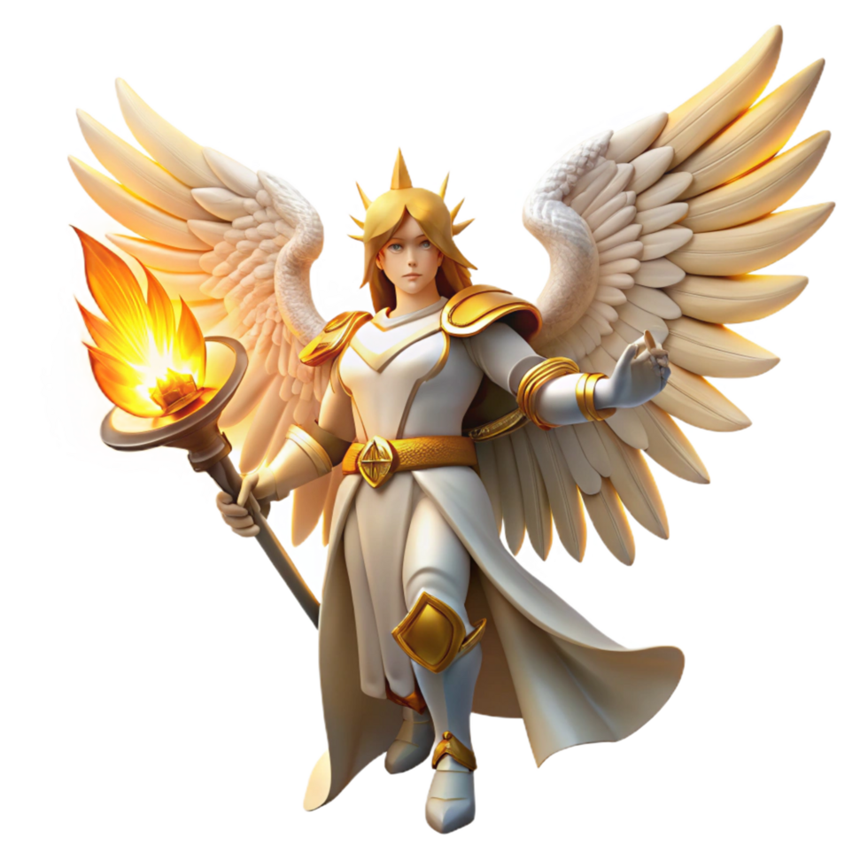elegant contemporary magnificent artistic Angelic Warrior 3D Render high quality professional png