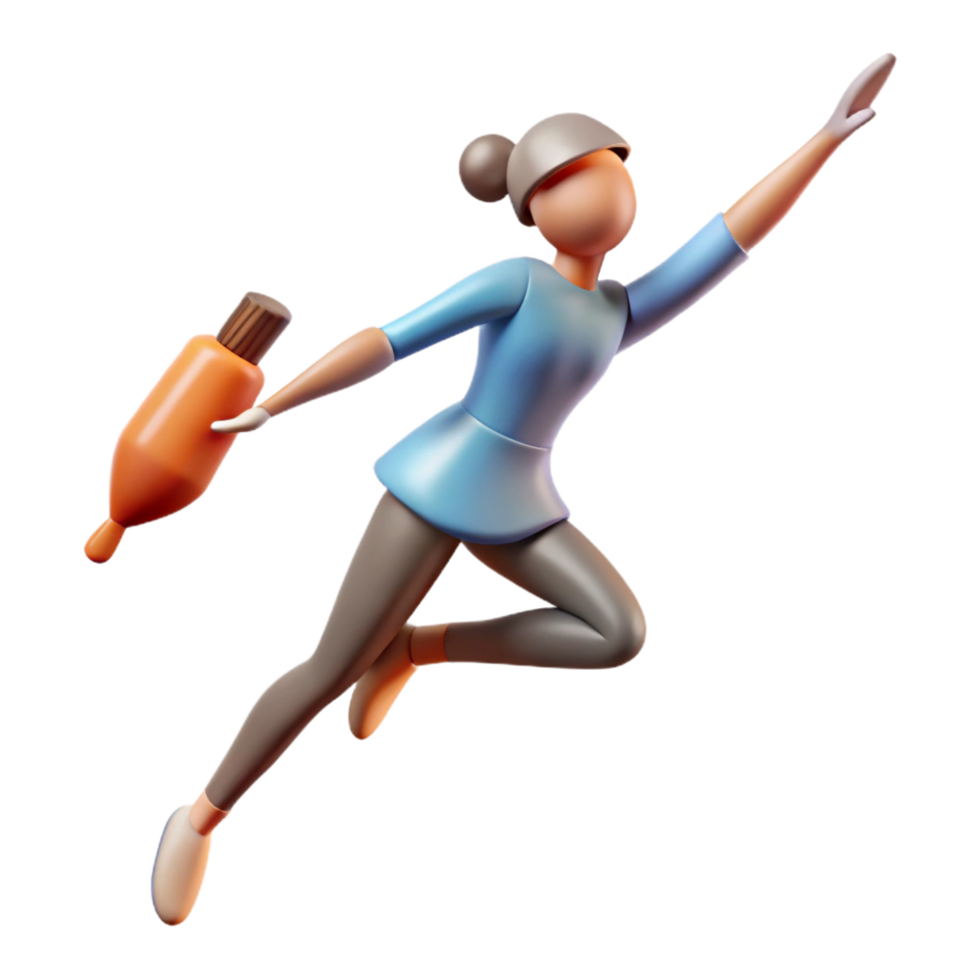 magnificent minimalist serene creative 3D Cartoon Girl Flying with Carrot premium premium png