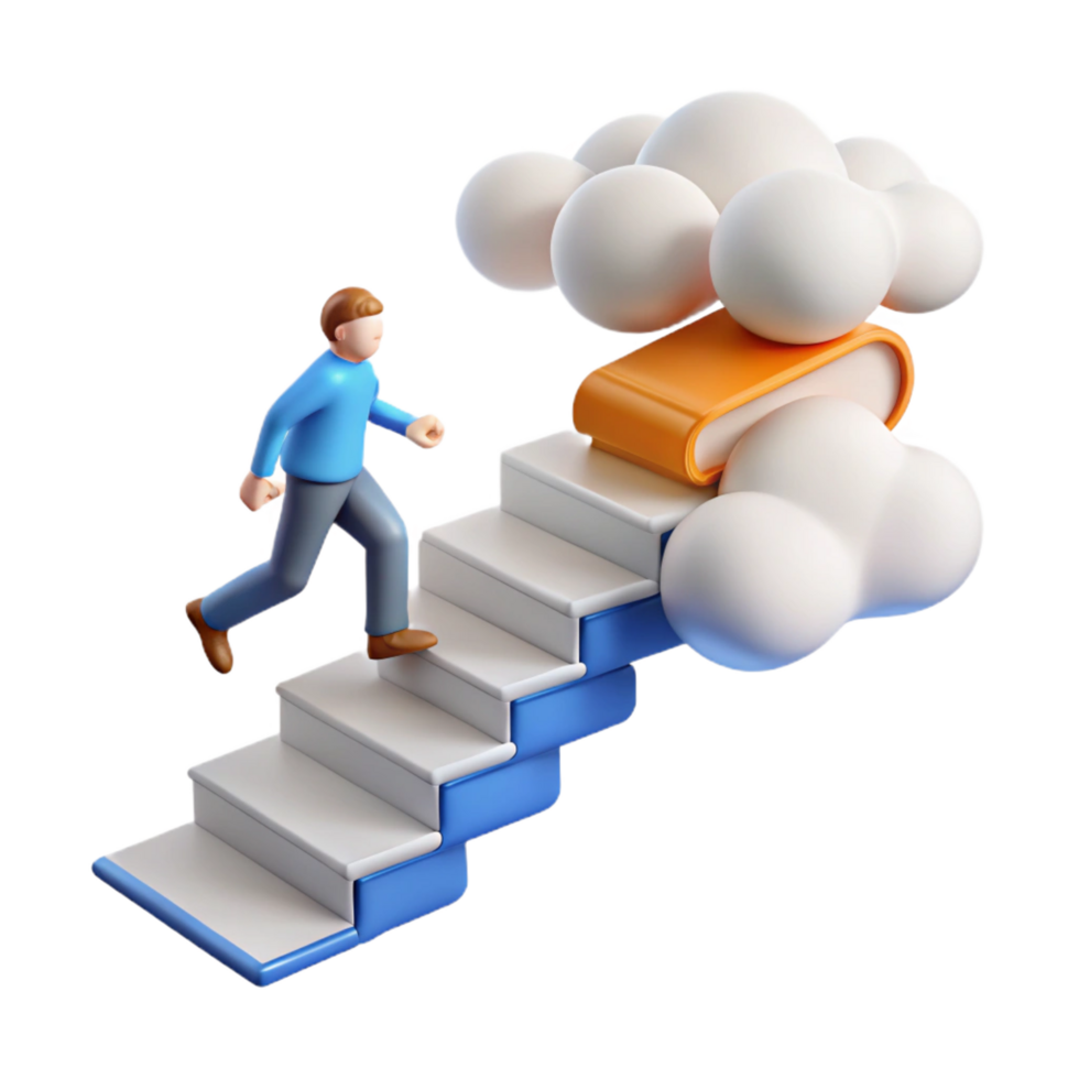 3D Illustration Climbing Steps to Knowledge png