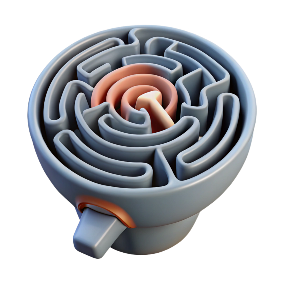 3D Maze Illustration Complex Path to Solution png