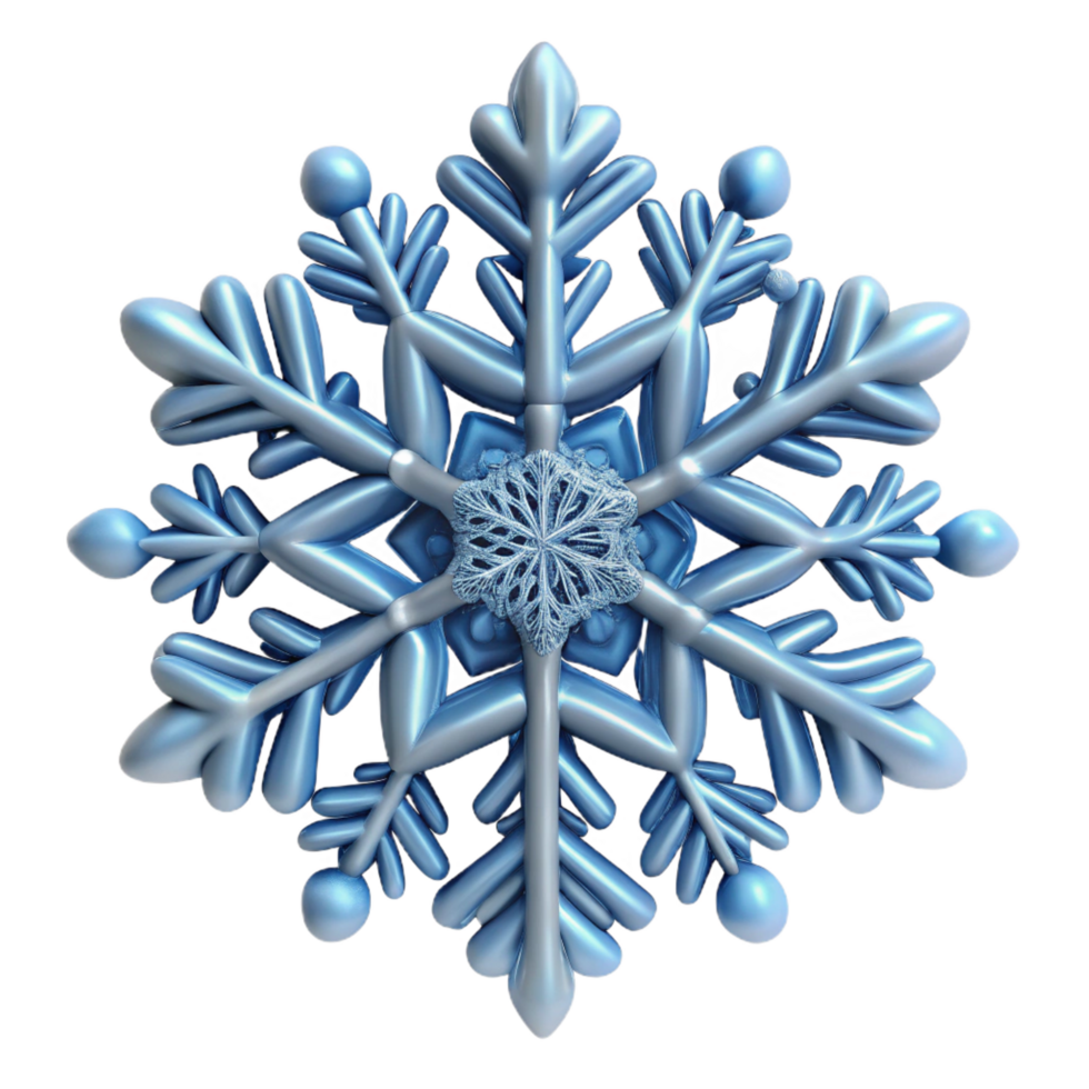 serene artistic impressive contemporary 3D Render Blue Snowflake Graphic authentic high resolution png