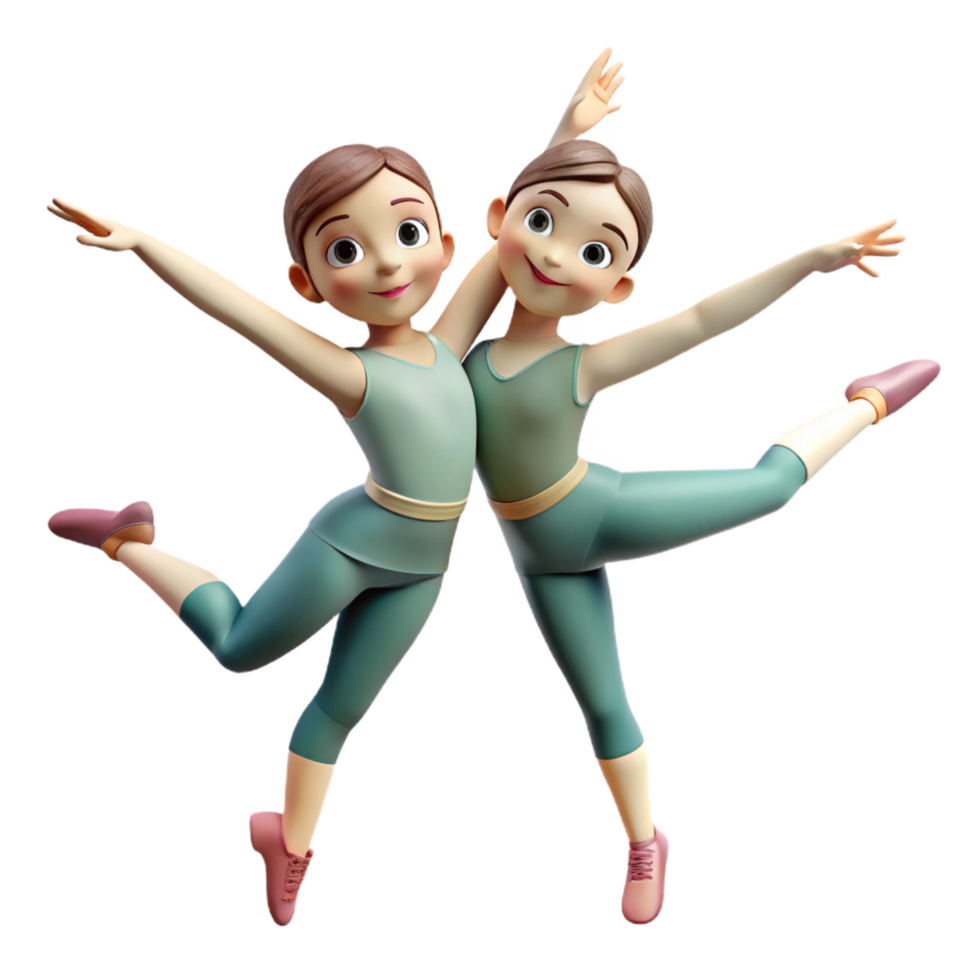impressive minimalist wonderful artistic 3D Illustration of Two Ballet Dancers premium high quality png