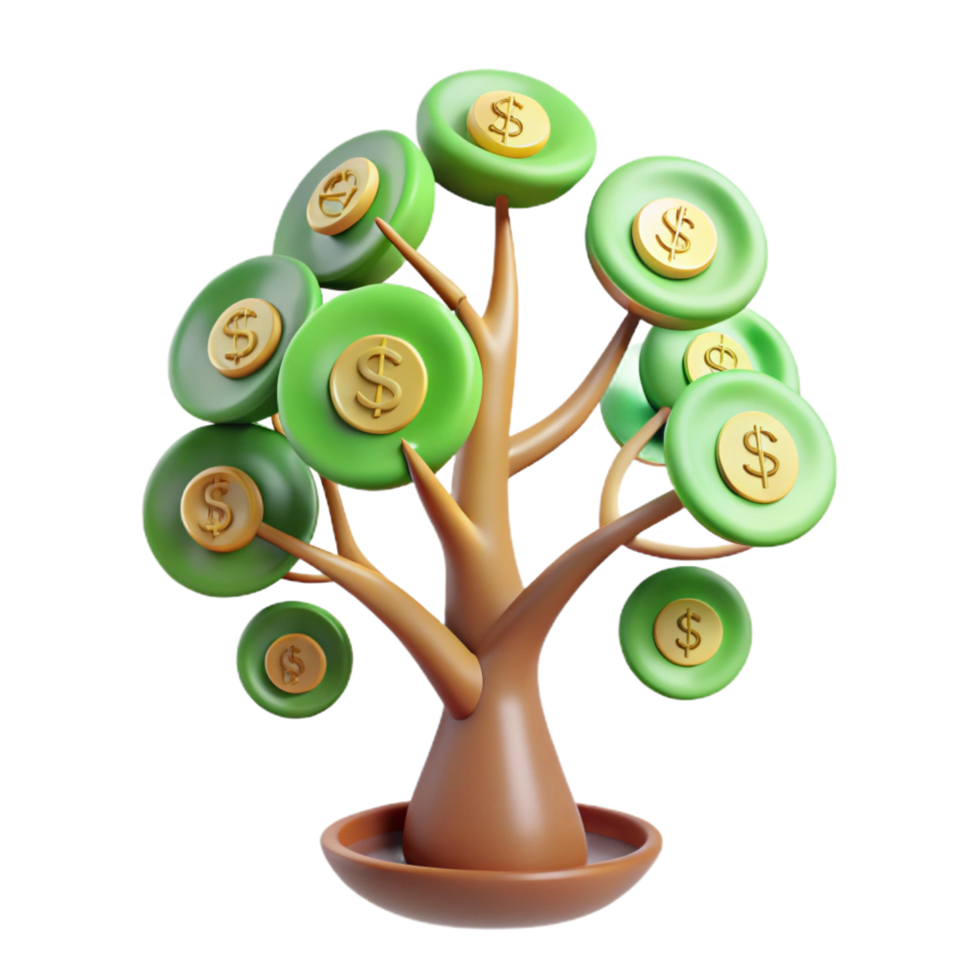 impressive artistic serene classic 3D Money Tree Illustration authentic genuine png