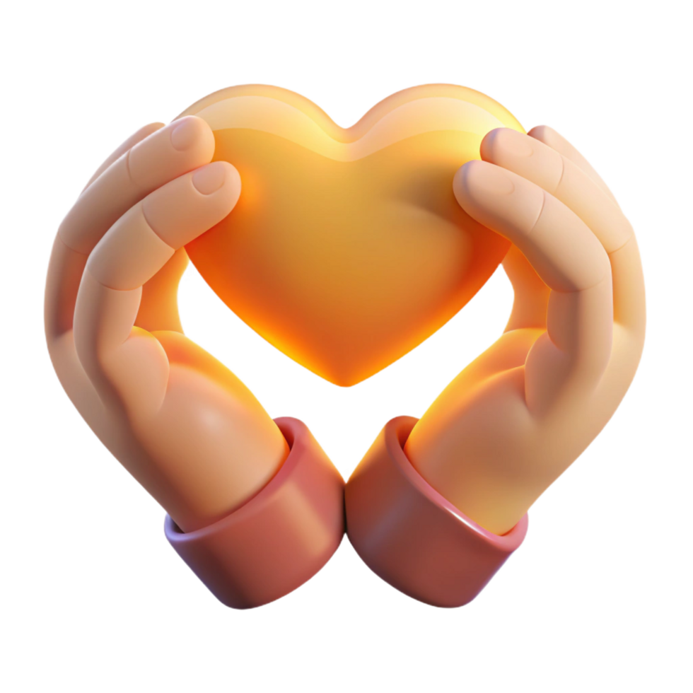magnificent abstract extraordinary classic 3D Illustration Golden Heart in Hands genuine high quality png