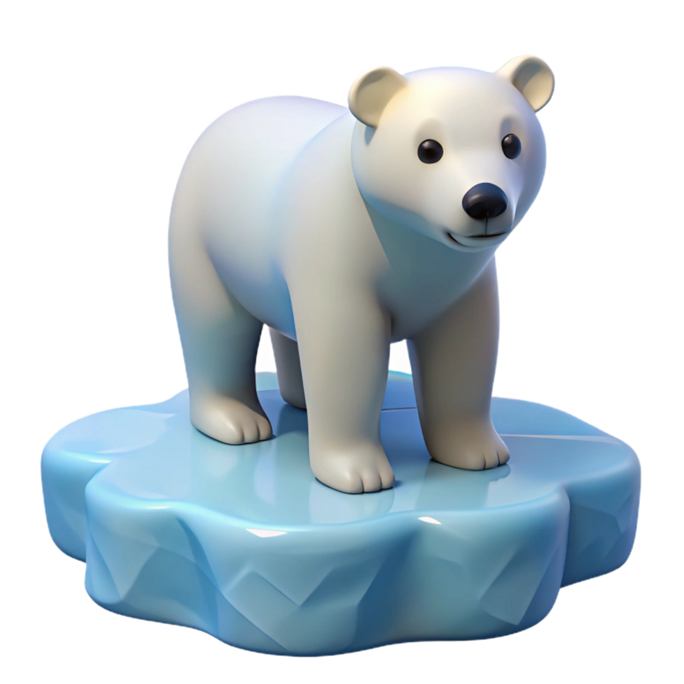 serene classic serene traditional Cute 3D Polar Bear on Ice Floe Illustration exclusive premium png