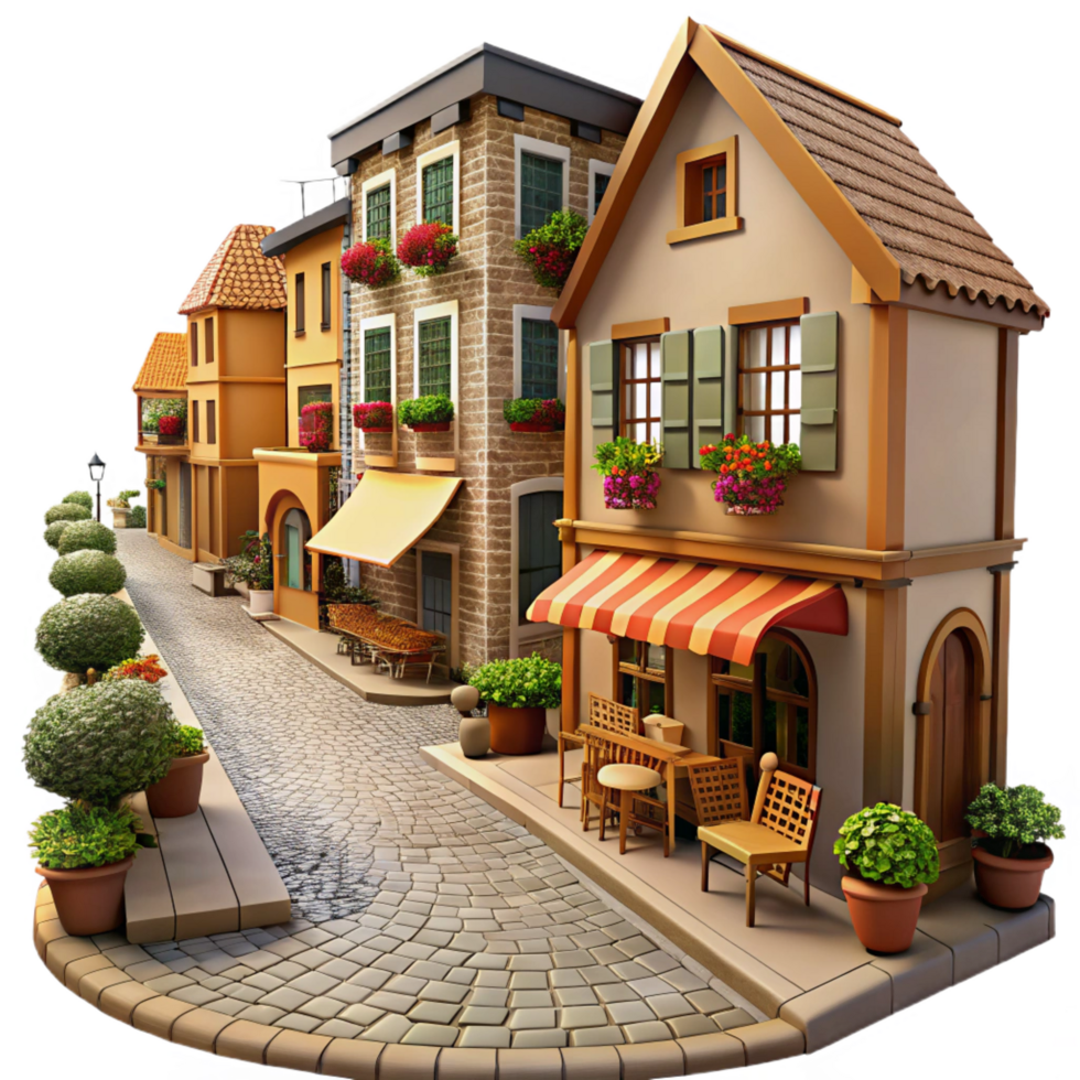 extraordinary modern impressive modern Charming European Street 3D Illustration premium original png