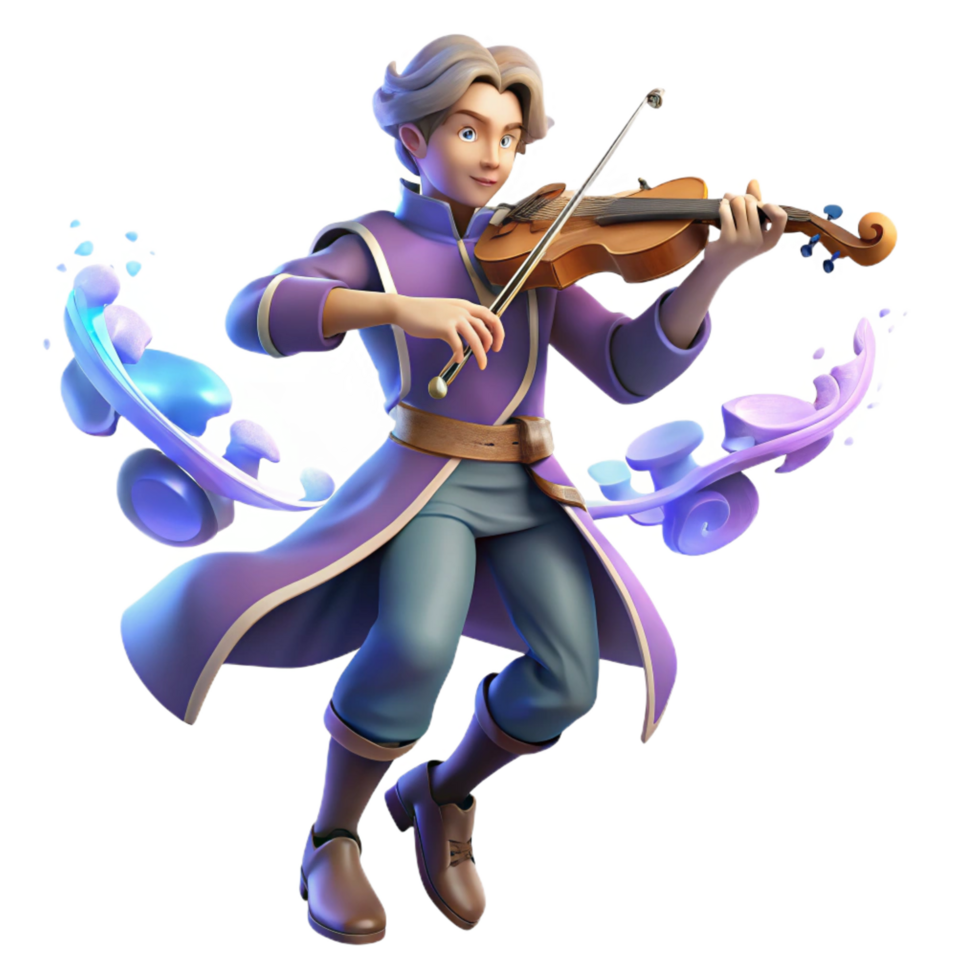 wonderful rustic stunning contemporary 3D Illustration Young Violinist high quality original png