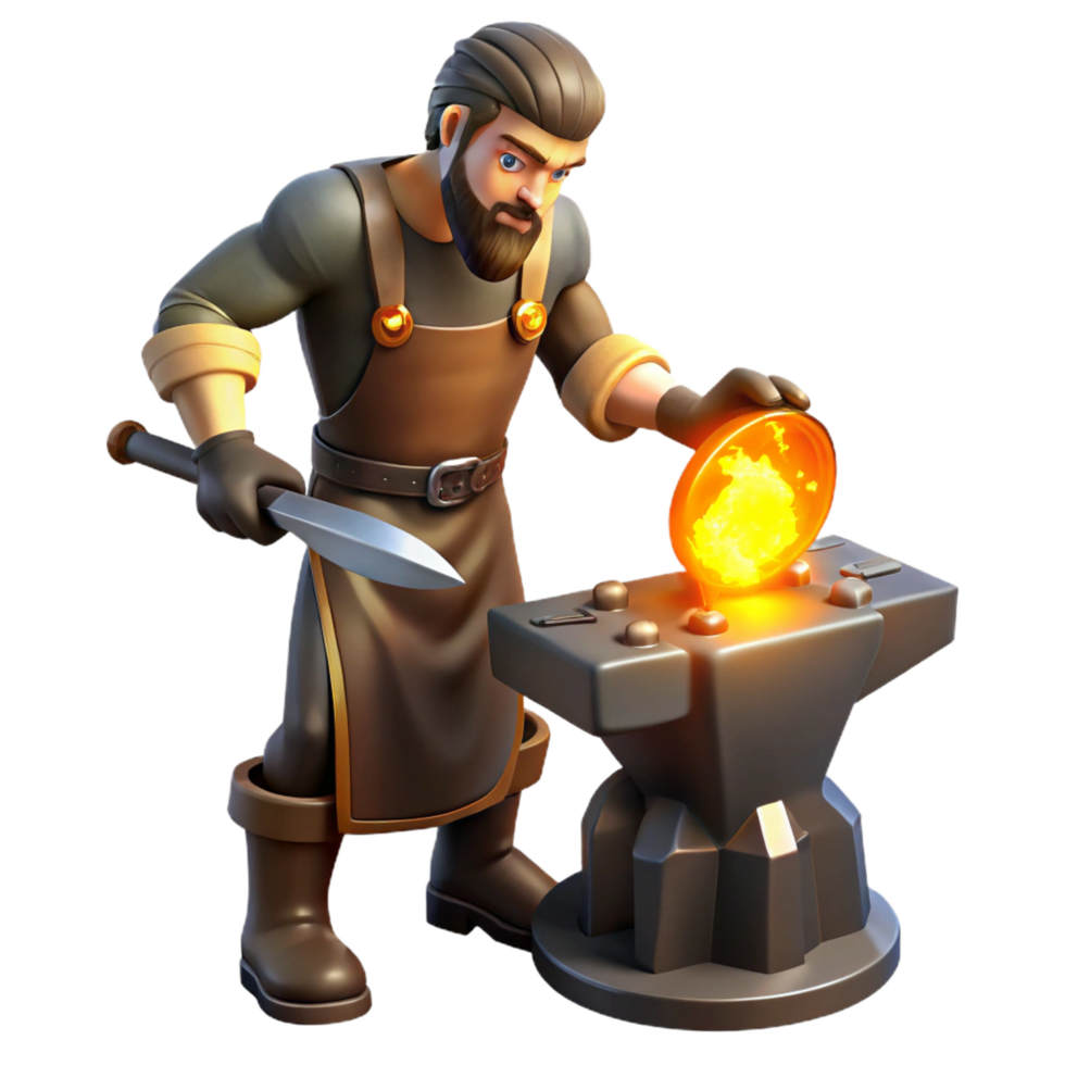 Blacksmith 3D Render Crafting Metal png