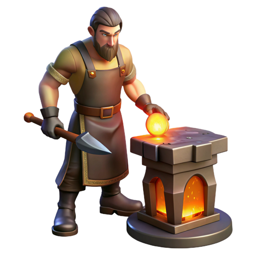 Blacksmith 3D Render Fantasy Metalworker png
