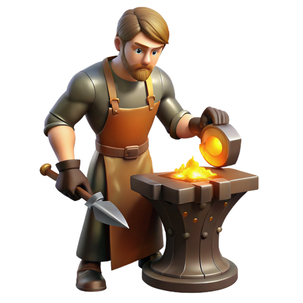 wonderful contemporary elegant abstract Blacksmith 3D Illustration Crafting Metal original exclusive png