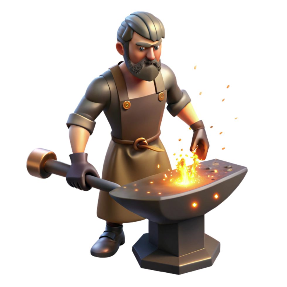 beautiful artistic wonderful artistic Blacksmith 3D Render, Forge Work high quality exclusive png