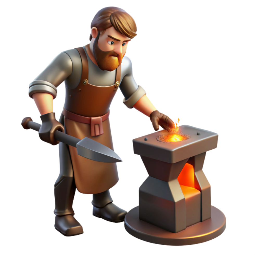 wonderful artistic vibrant creative Blacksmith 3D Illustration Crafting Metal high resolution high resolution png