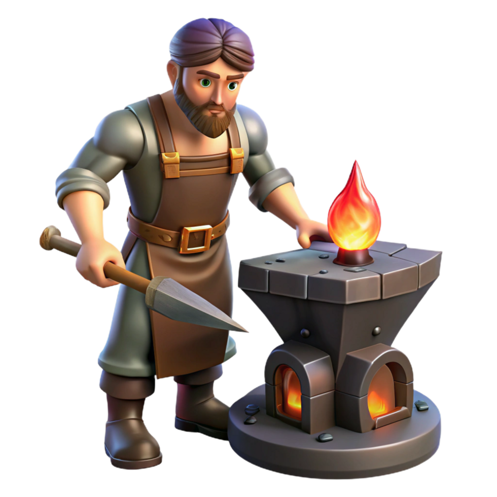 impressive vintage impressive minimalist Blacksmith 3D Render detailed genuine png