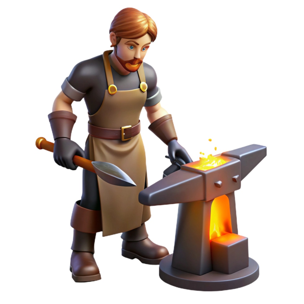 magnificent modern elegant abstract Blacksmith 3D Render, Fantasy Anvil high resolution premium png