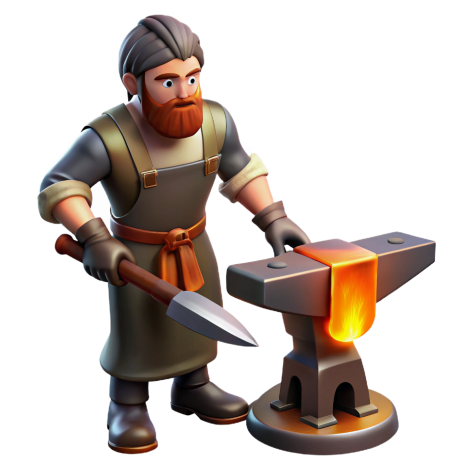 beautiful abstract serene abstract Blacksmith 3D IllustrationCrafting Metal professional high quality png