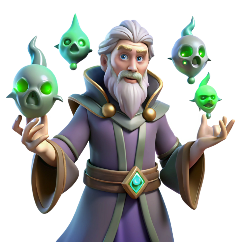 serene abstract elegant artistic Wizard with Spectral Entities 3D Render premium high resolution png