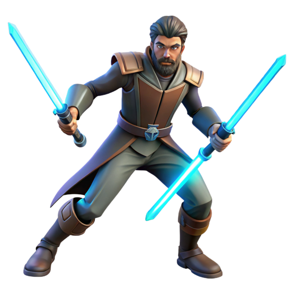 3D Illustration Fantasy Warrior with Lightsabers png