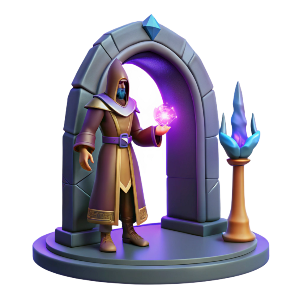 serene abstract dramatic modern 3D Render Fantasy Wizard Mystic Arch high quality high quality png