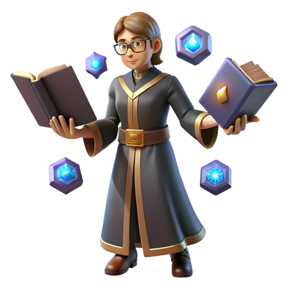 impressive rustic dramatic traditional Wise Wizard 3D Render premium premium png