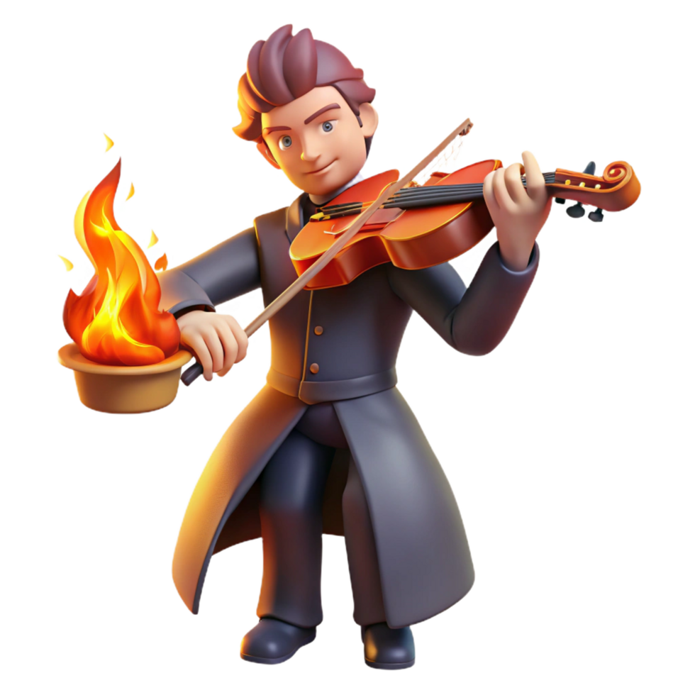 magnificent minimalist impressive artistic 3D Render Violinist with Fire Illustration genuine detailed png