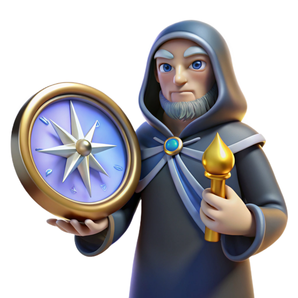 impressive rustic magnificent modern Wise Wizard 3D Render high resolution professional png