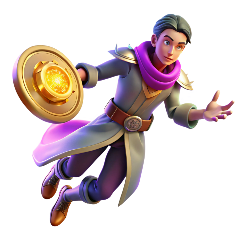 serene artistic elegant contemporary 3D Render Young Sorcerer Flying premium authentic png