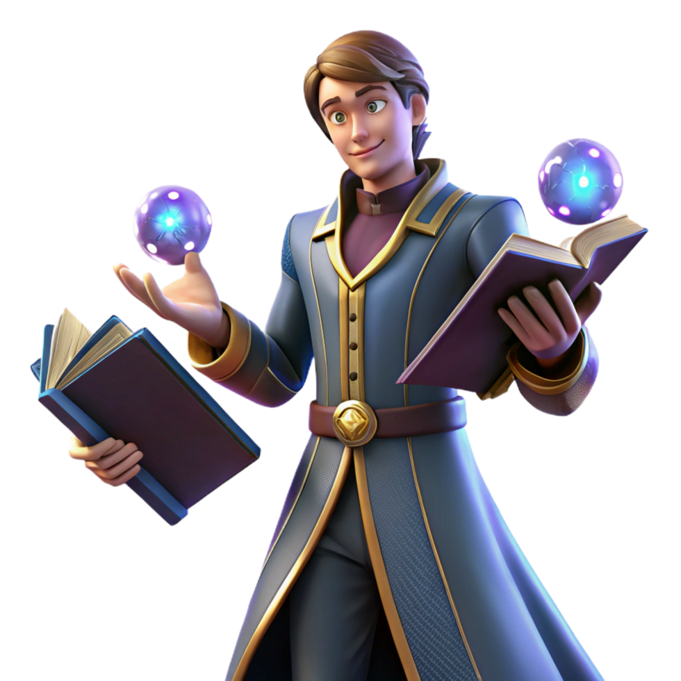 stunning classic magnificent artistic Young Wizard 3D Render high resolution original png