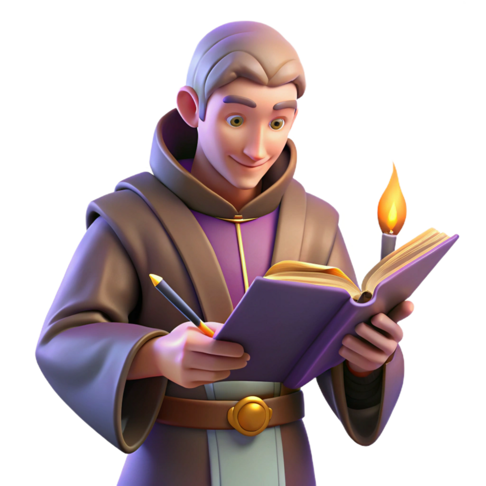 magnificent modern wonderful modern 3D Illustration Scholar Writing in Book high resolution detailed png