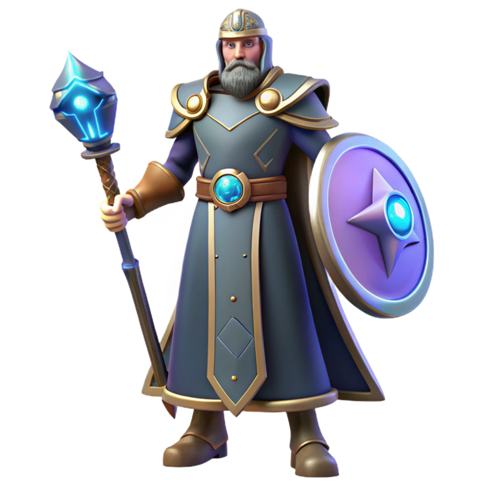 serene creative beautiful traditional Wise Wizard 3D Render authentic exclusive png