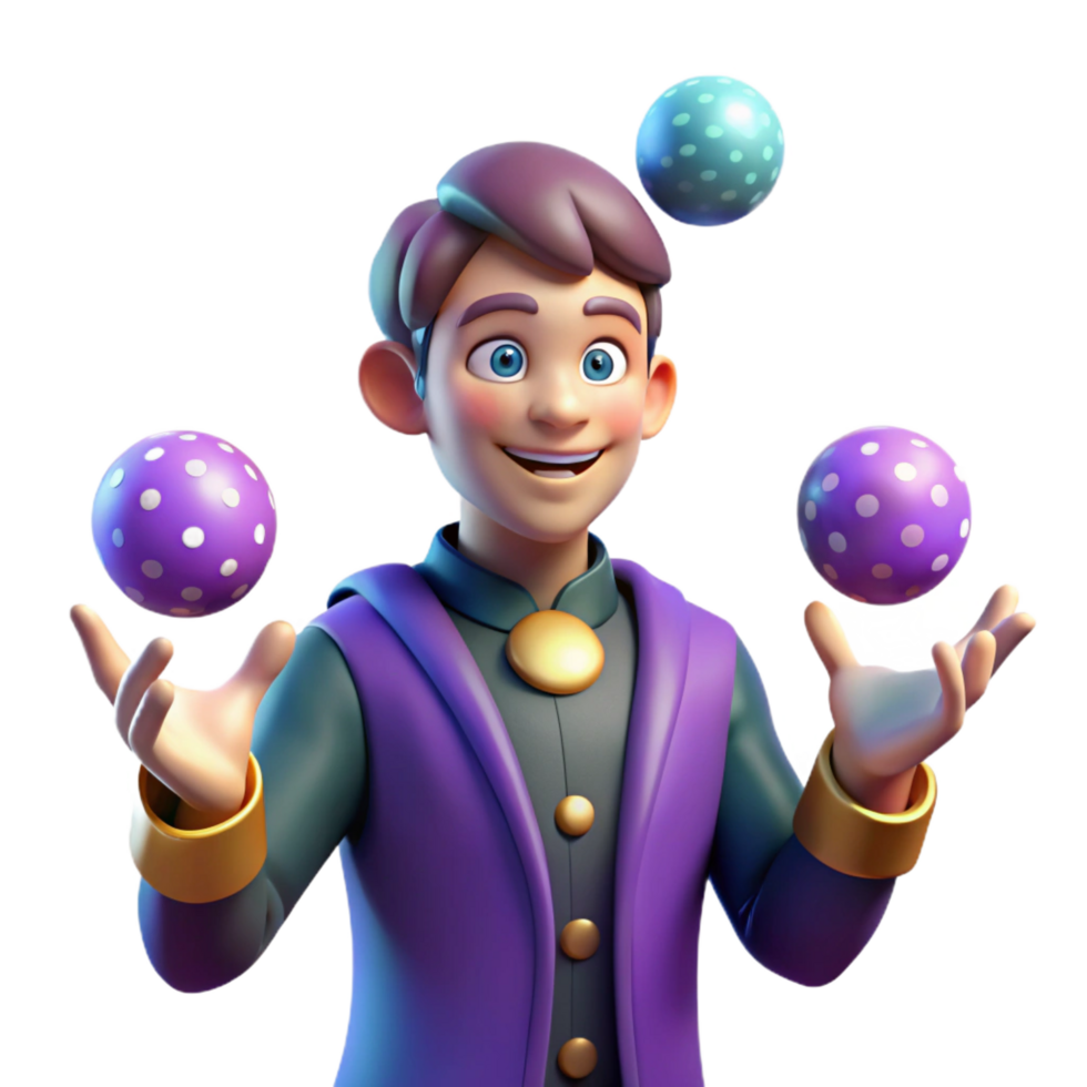 impressive minimalist elegant minimalist 3D Juggling Boy Illustration premium authentic png