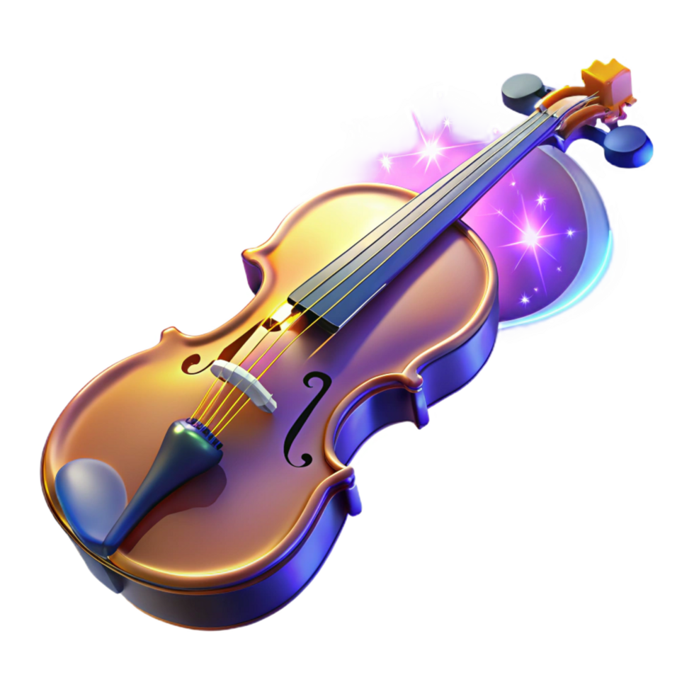 elegant traditional beautiful minimalist 3D Violin Illustration, Sparkling Music original original png