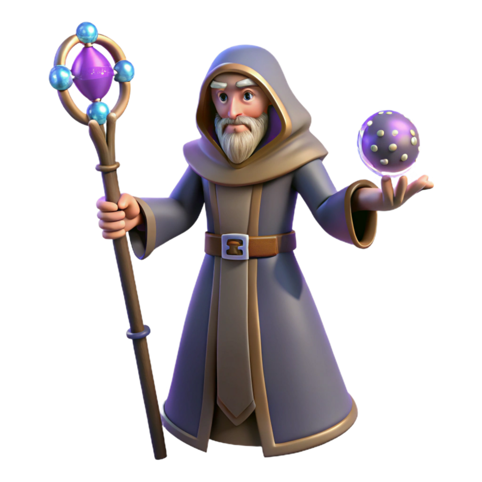 vibrant creative beautiful modern Wise Wizard 3D Render high resolution high quality png