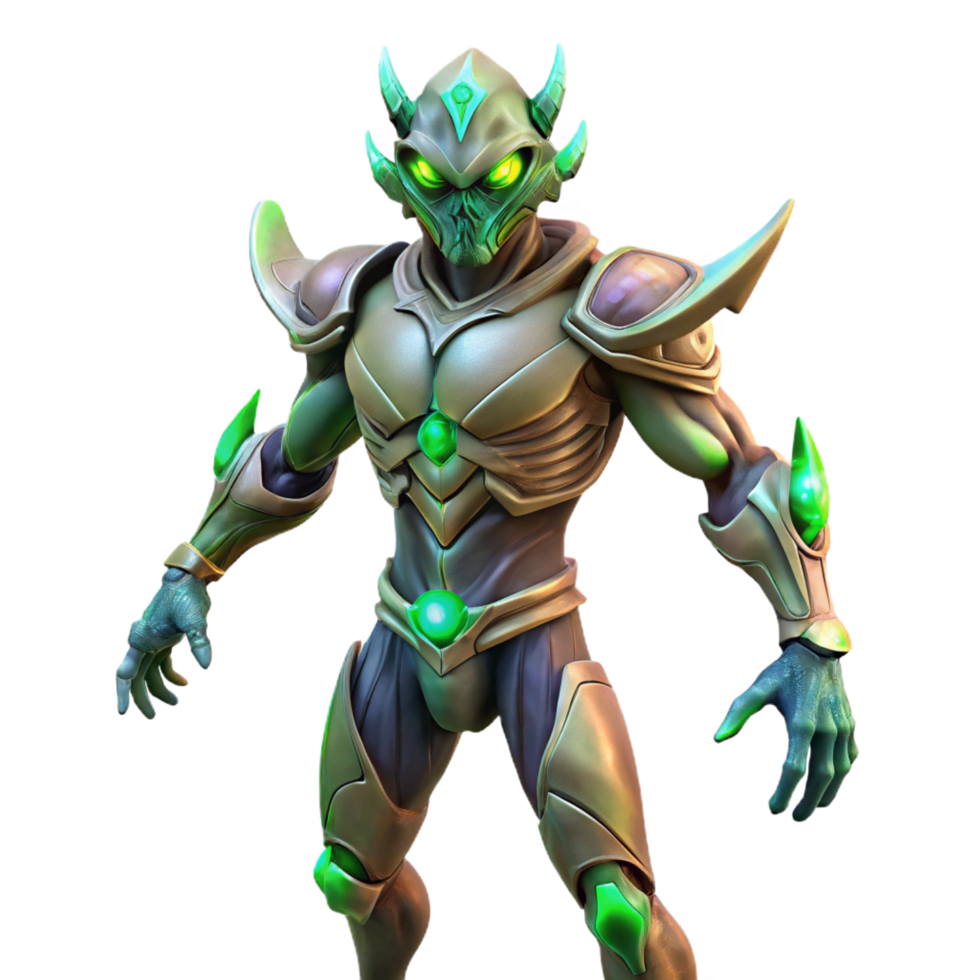Alien Warrior 3D Render png