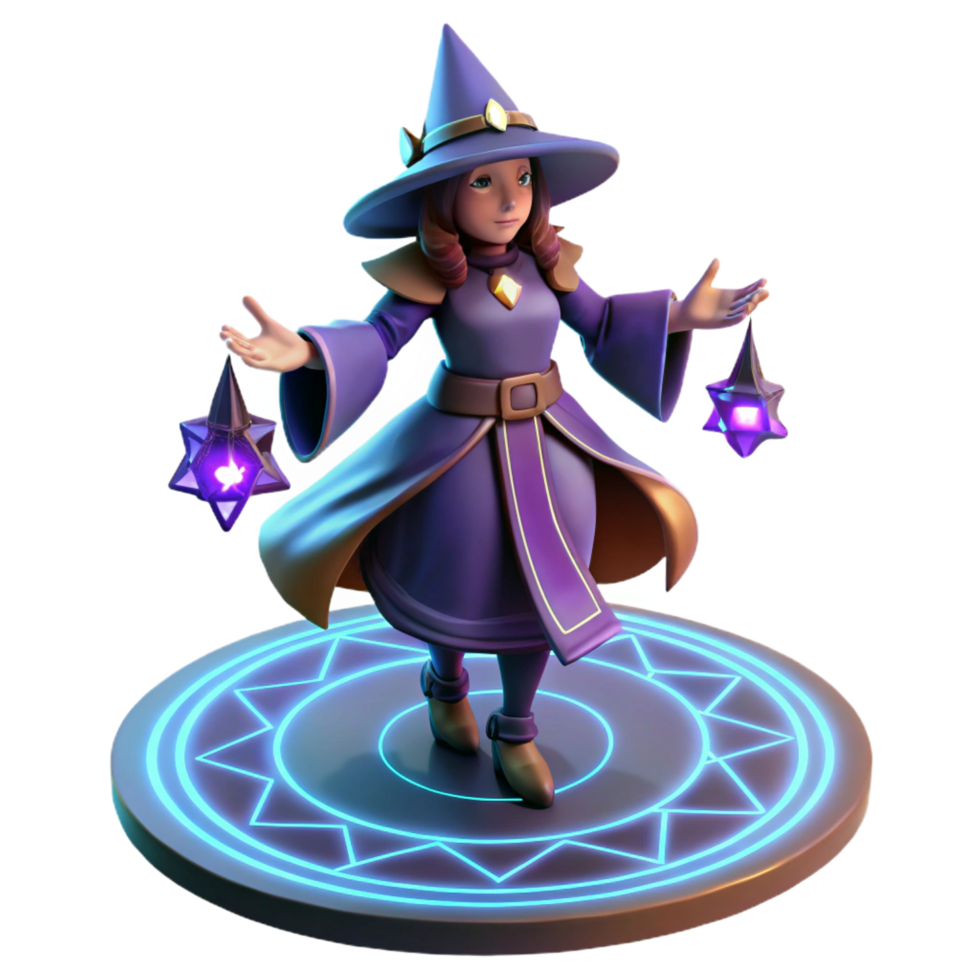 elegant contemporary elegant minimalist 3D Render Young Witch Fantasy Character detailed authentic png