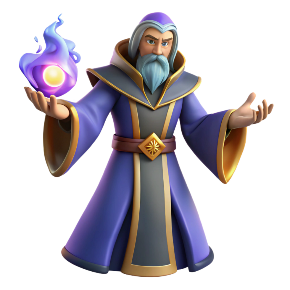 impressive artistic wonderful traditional Wizard 3D Render, Fantasy Game Character genuine high resolution png
