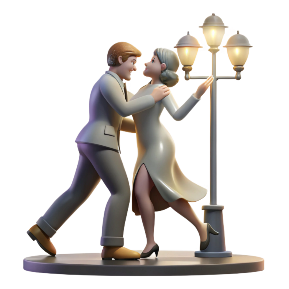 impressive contemporary wonderful traditional Romantic 3D Render Dancing Couple professional original png