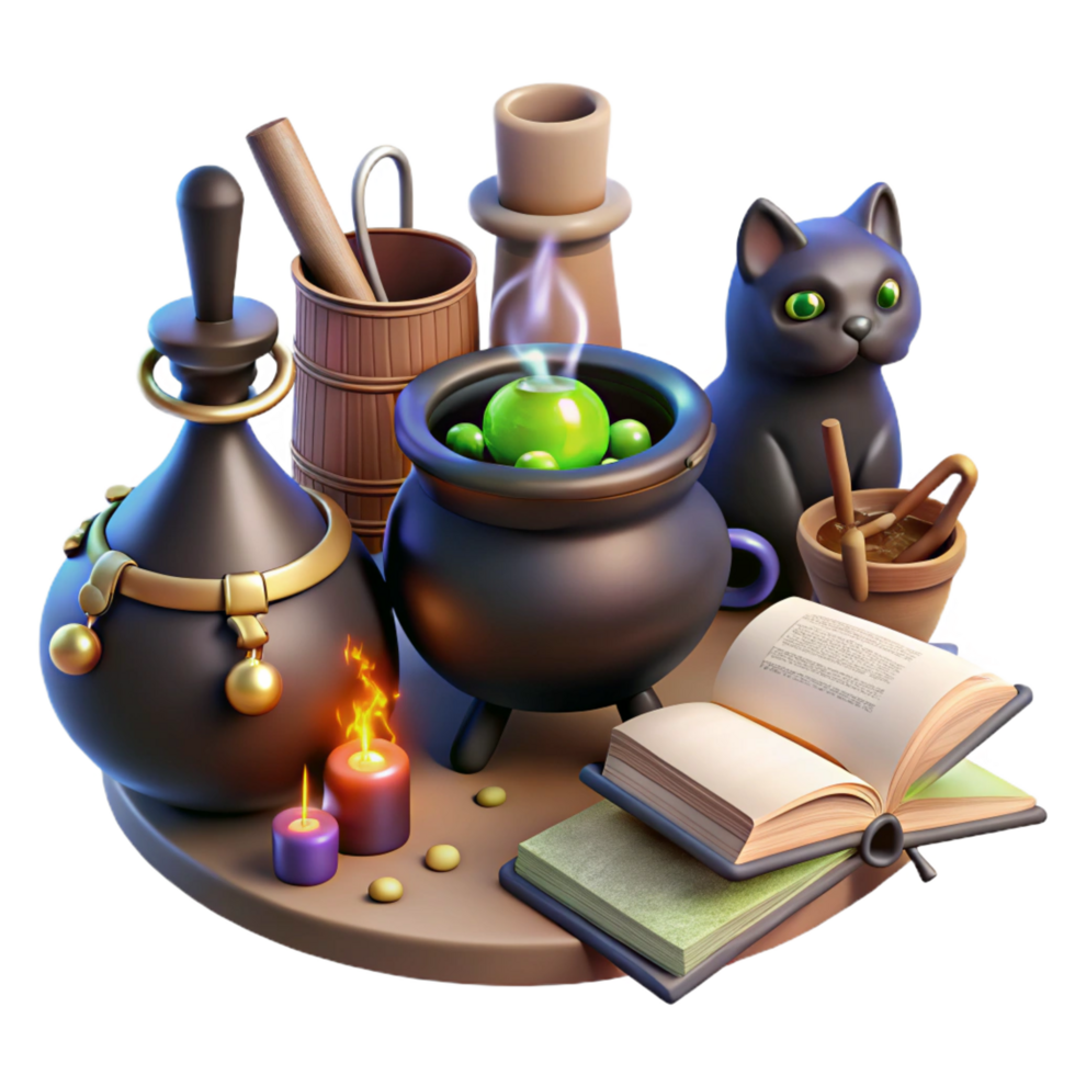 wonderful artistic extraordinary abstract 3D Render Witchcraft Scene Illustration high quality detailed png